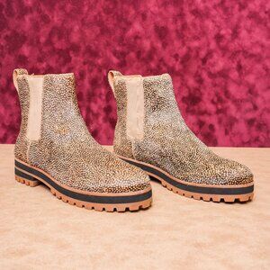 Madewell Women Leopard Print Lug Leather Chelsea Ankle Boots sz 7.5